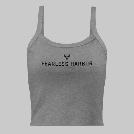 Front of Micro-Rib Tank in Grey, with the Phoenix logo above the text Fearless Harbor in black.