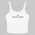 Front of Micro-Rib Tank in White, with the Phoenix logo above the text Fearless Harbor in black.