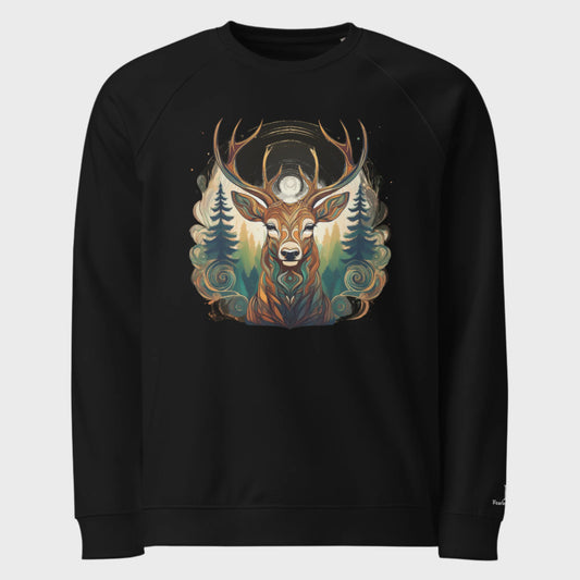 Front of Forest Buck Sweatshirt in Black with Buck Deer design.