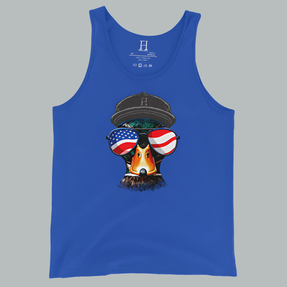 True royal women’s tank with a bold Freedom Mallard graphic, perfect for 4th of July.