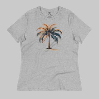 Front of Tropical T-shirt for Beach Island Vibes in Grey with image of Palm Tree.