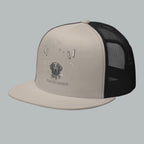 Front view of Fearless Harbor Black Lab Wetlands Snapback Hat in silver and black, high quality print hunting  dog, waterfowl graphic.
