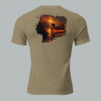 Back view of Fearless Harbor Drift Through Dark Duck Tee in Olive, highlighting durable tri-blend fit.