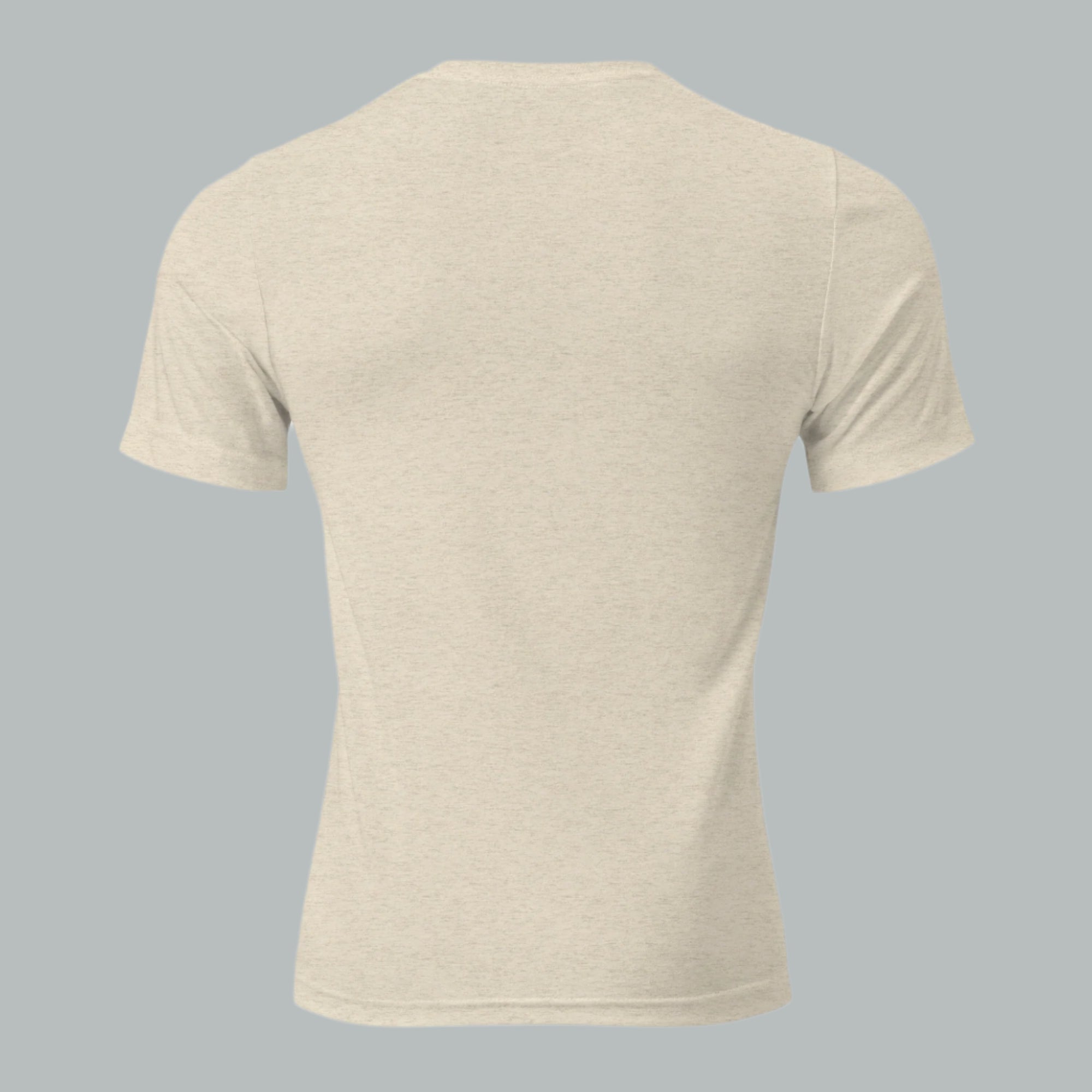 Back view of Fearless Harbor Men’s Black Lab Wetlands Tee in oatmeal, emphasizing versatile design for adventurers