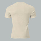Back view of Fearless Harbor Men's Buck Ridge Tee in Oatmeal, showcasing tri-blend outdoor style.