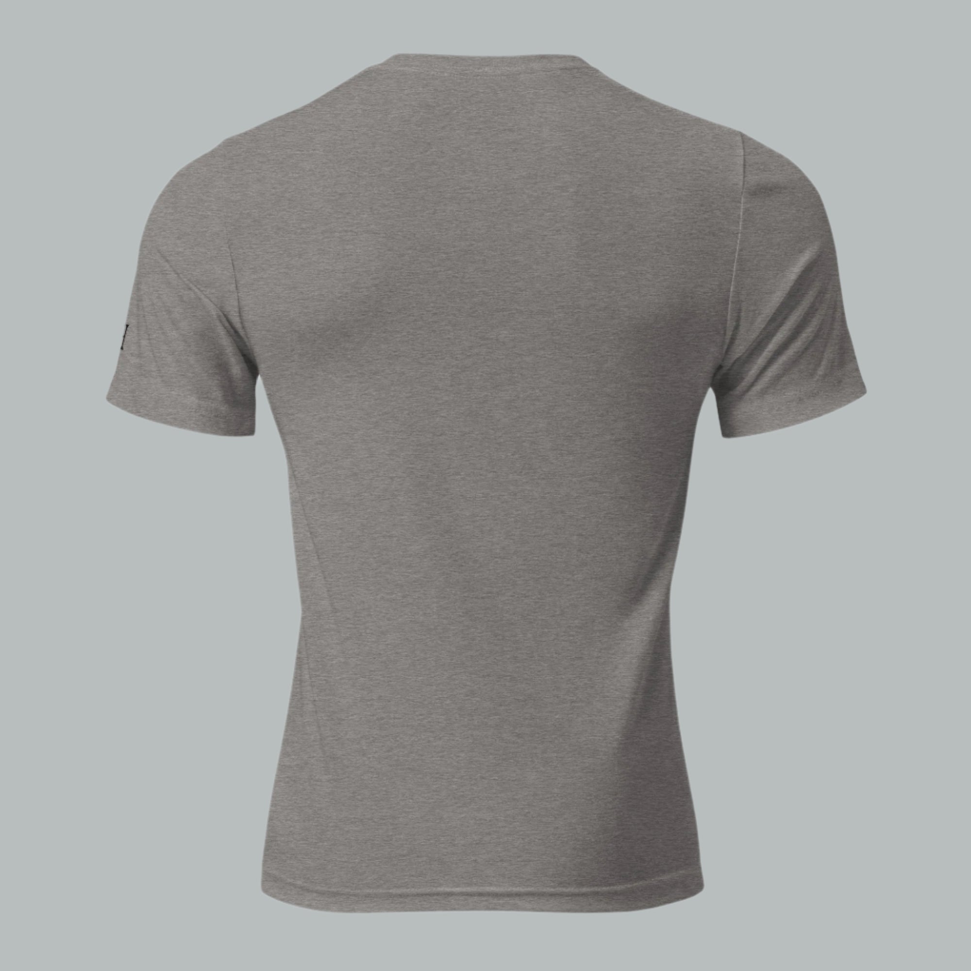 Back view of Fearless Harbor Men's Duck Head Tee in Grey, showcasing tri-blend outdoor style.