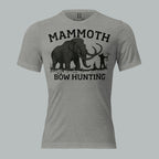 Front view of Men's Utah Mammoth Bow Hunting Tee in athletic grey with bold mammoth and bow hunter graphic.