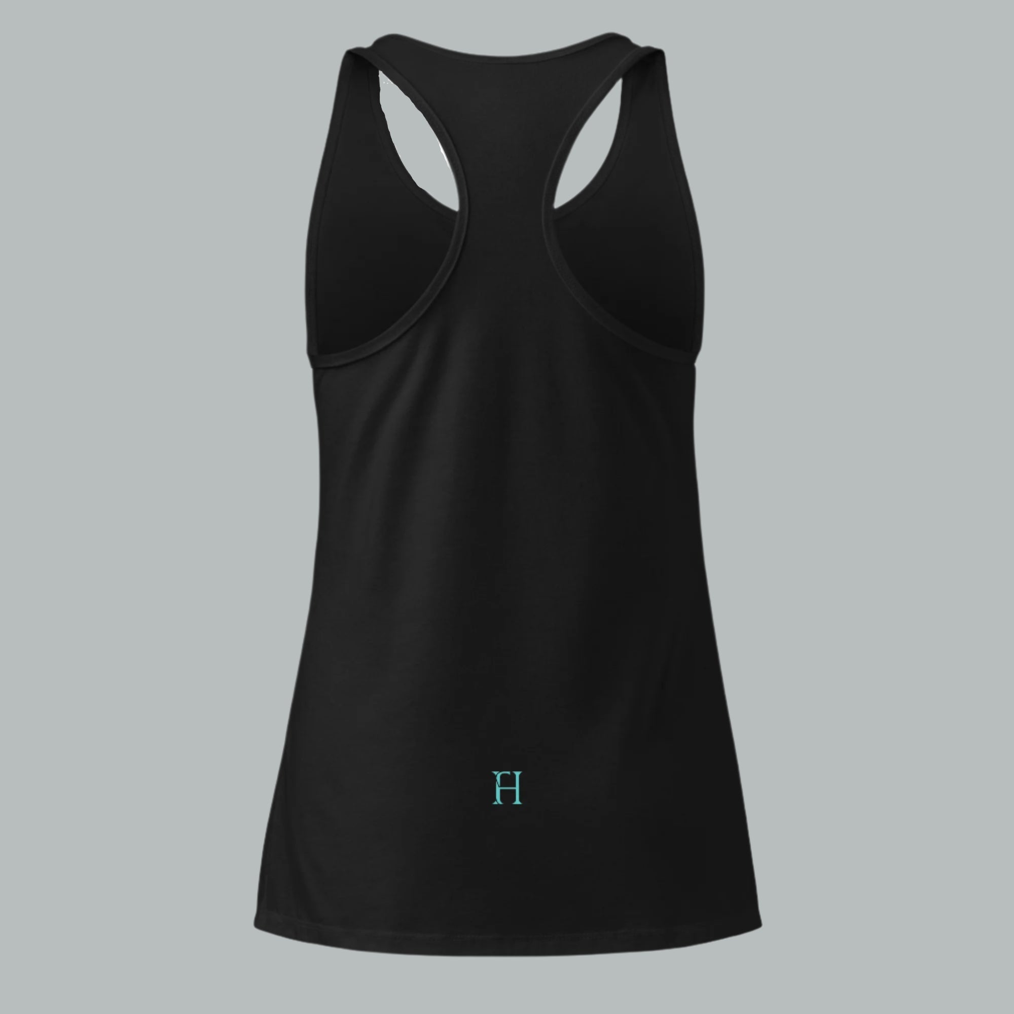 Back view of Fearless Harbor Women's Bear Haven Tank in black, showcasing fitted racerback for women.