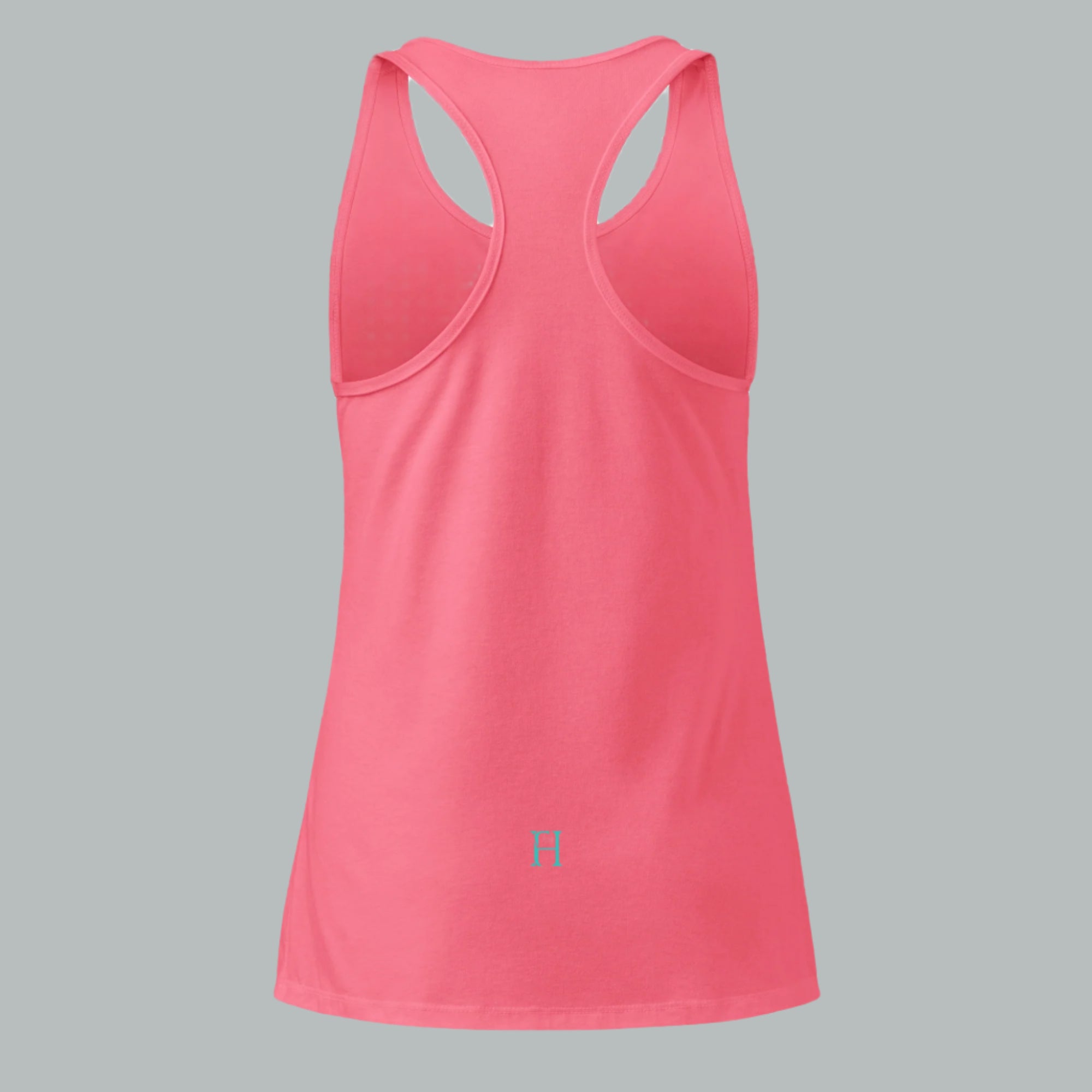 Back view of Fearless Harbor Women's Bear Haven Tank in hot pink, showcasing fitted racerback for women.