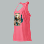 Left front view of Fearless Harbor Women's Bear Haven Tank in hot pink, ideal for active hunters.