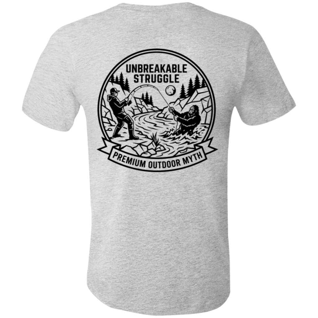 Back view of Men’s Big Catch Bigfoot Fishing Tee in athletic heather showing the premium fabric and fit.