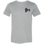 Front view of Men’s Bigfoot waterfowl  duck hunting Tee in Athletic Heather showing Bigfoot Pinetree Silhouette and the text "Born of Timber"