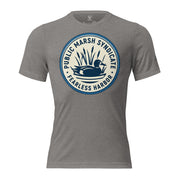 Mens grey triblend duck hunting shirt with small blue wing teal chest emblem