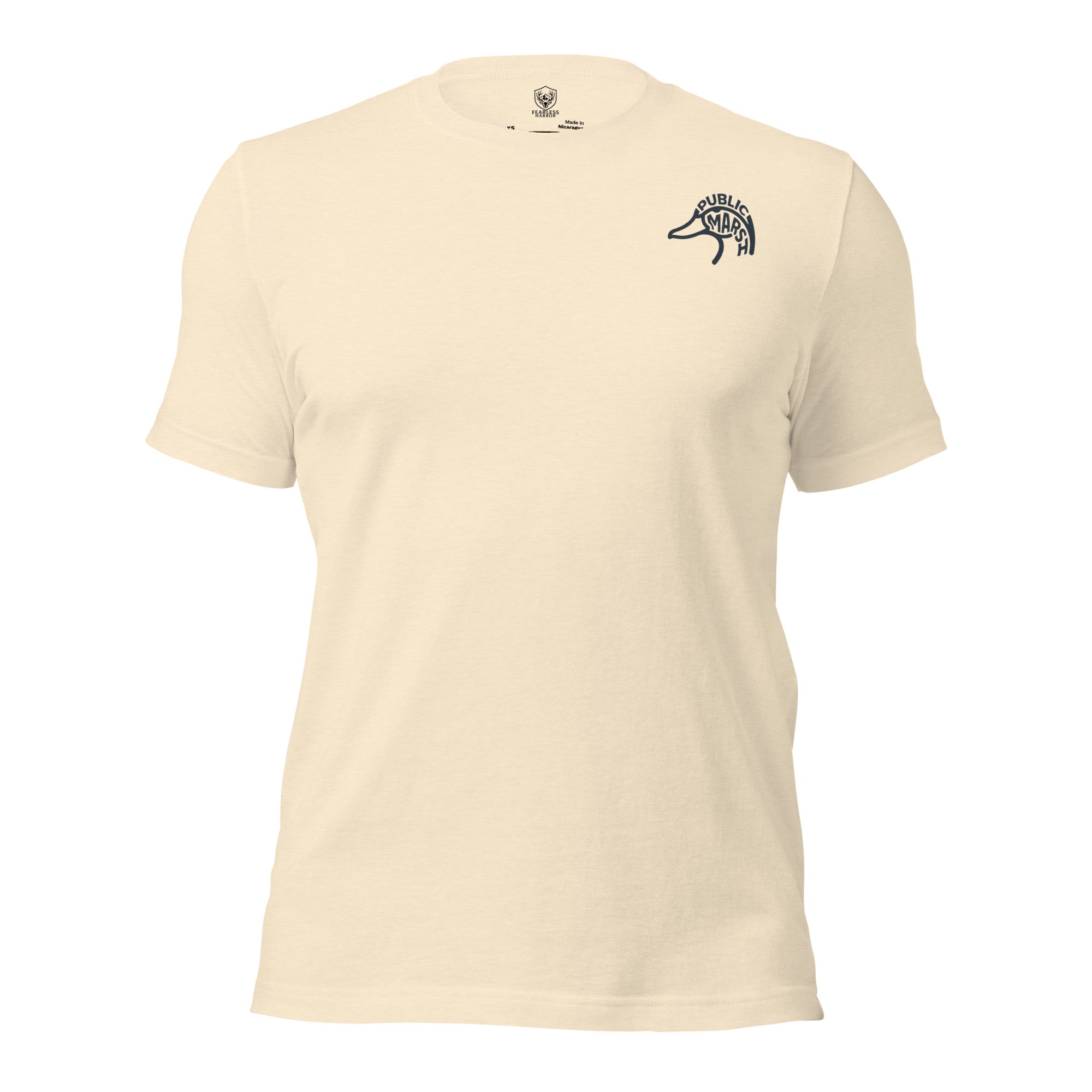Men's First Light Waterfowl Tee in Heather Natural with Public Marsh chest emblem