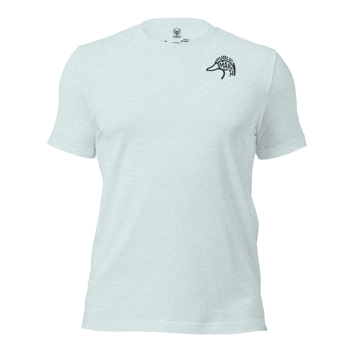 Men's Migration Lines Waterfowl Tee in Heather Prism Ice Blue with Public Marsh chest emblem