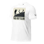 Side view of the Men's Pack Out Club Tee in White showing the Fearless Harbor antler sleeve emblem