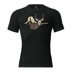Men's Rimrock Mule Deer Tee in Charcoal Black showing mule deer buck with rimrock canyon artwork
