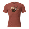 Men's Rimrock Mule Deer Tee in Clay Triblend featuring mule deer buck with rimrock desert formation graphic