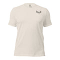 Front view of the Men's Scrape Circle Whitetail Staple Tee in Heather Dust with Fearless Harbor chest emblem