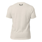 Back view of the Whitetail Ridgewalk Buck Tee in Heather Dust with subtle Fearless Harbor back-neck emblem