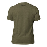 Back view of the Whitetail Ridgewalk Buck Tee in Heather Olive showing the minimal Fearless Harbor back-neck mark